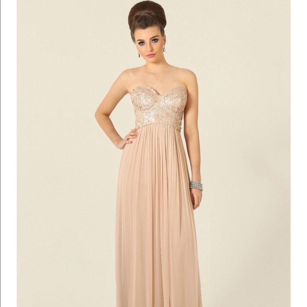 Dusty blush / rose gold dress / champagne tones